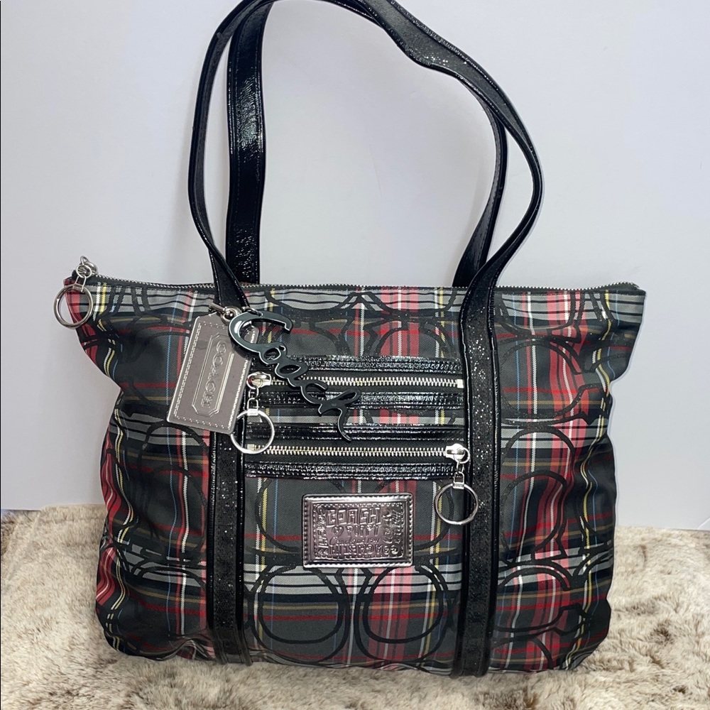Coach Poppy ‘Glam’ Tartan Plaid Tote